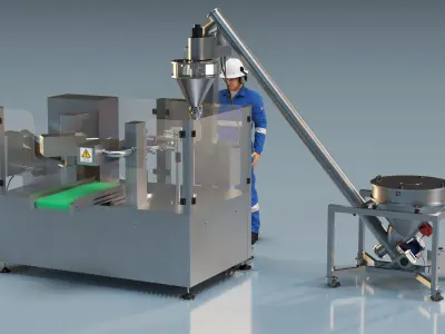 Bulk Product Packaging Machine Operation Worker 3D model
