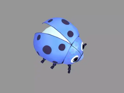 Cartoon Blue Ladybug Low-poly 3D model