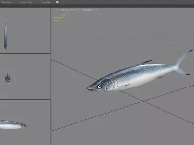 Cartoon Pacific saury Low-poly 3D model