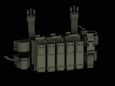 DR Integrated Placard and 5x Handgun Magazine Pouch Low-poly 3D model