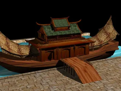 Chinese house boat 3D model