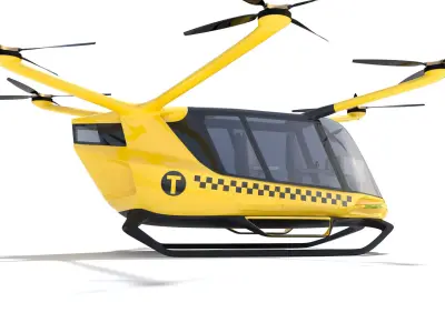 Yellow Taxi Drone with Interior 3D model