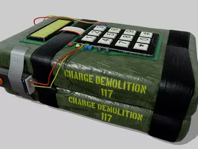 C4 explosive device Low-poly 3D model