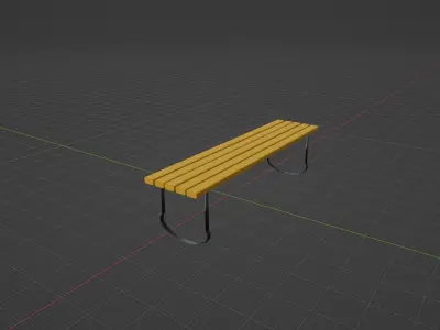 Bench Low-poly 3D model 19