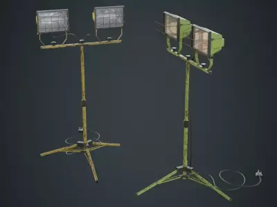 Halogen Work Light 3B Low-poly 3D model