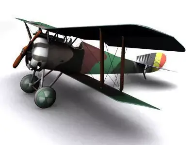 Hanriot HD1 fighter WW1 low-poly  biplane  Low-poly 3D model