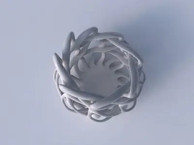 Bowl cylindrical with interlacing lattice streched top corner 2 3D model