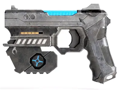 Sci-fi futuristic automatic plasmagun pistol da1 Free low-poly 3D model