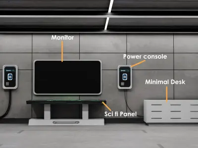 Futuristic Sci-Fi Control Room Free low-poly 3D model