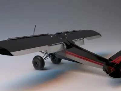 Piper Super Cub Bushplane Low-poly 3D model