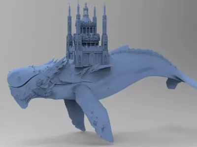 Dinosaur Whale city 3D model