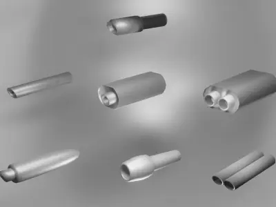  Exhaust Pipes Low-poly 3D model