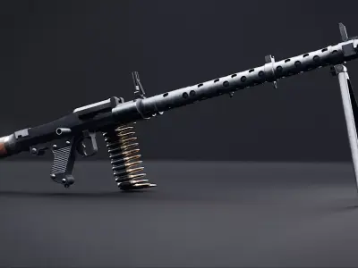 MG 34 - WW2 German Machinegun Low-poly 3D model