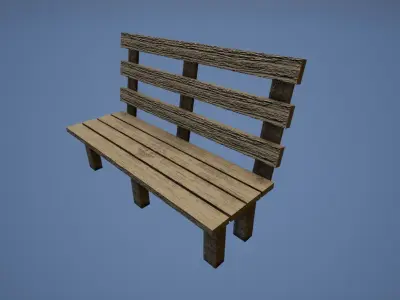 Bench Low Poly wooden Free 3D model