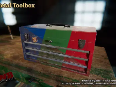 Metal Toolbox Low-poly 3D model
