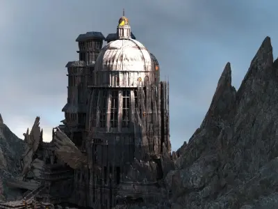 Lion Ancient Temple City Dome kitbash 1 3D model