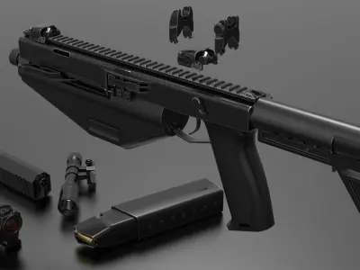 SMG V1 Submachine gun Fps - Tps Low-poly 3D model