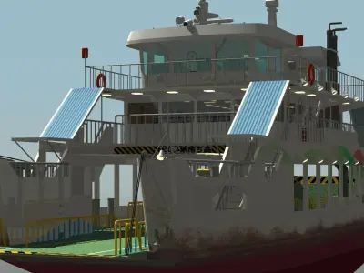 Remote island Car Ferry 3D model