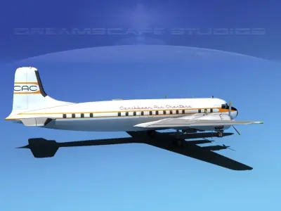Douglas DC-7B Caribbean Air Charter 3D model