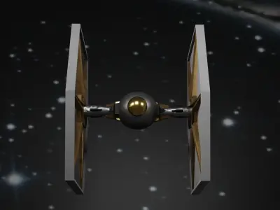 SpaceShip star wars tie fighter in space 3D model