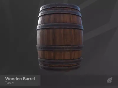 Wooden Barrel - Type A Low-poly 3D model