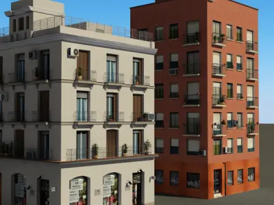 Building Collection 45-48 Low-poly 3D model