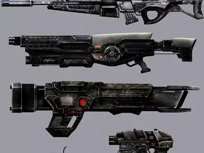 3DRT - Sci-Fi Firearms Animated  Low-poly 3D model