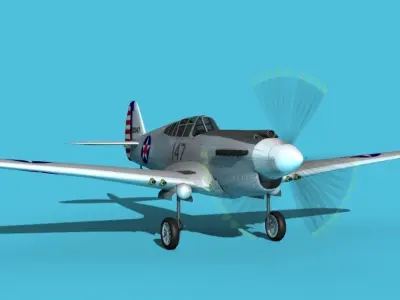 Curtiss P-40B Warhawk V11 USAAF 3D model