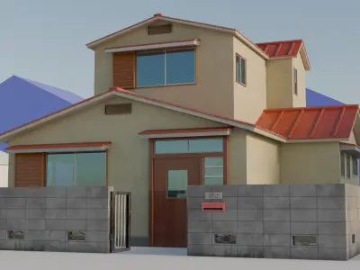 Doraemon House Exterior Free low-poly 3D model