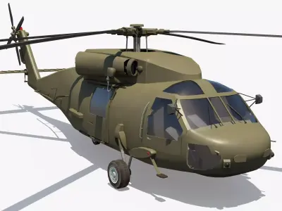 Military Helicopter - Black Hawk  Low-poly 3D model