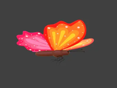 Butterfly Wing Flapping 8 Animated Low-poly 3D model