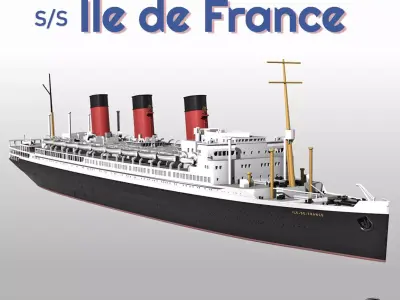SS ILE DE FRANCE French ocean liner 1927 print ready model 3D print model