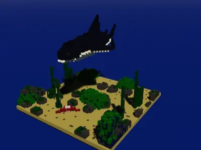 Voxel Shark Low-poly 3D model