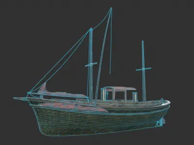  Fishing Boat Low-poly 3D model