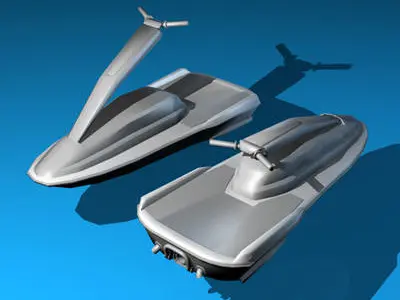 Waterbike two jet skis 3D model