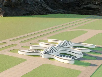 3D Model of a Modern Airport Low-poly 3D model
