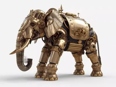 Steampunk Armored Elephant 3D Model Low-poly 3D model