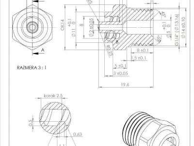 Luer lock medical thread - male adapter G1-4 3D model