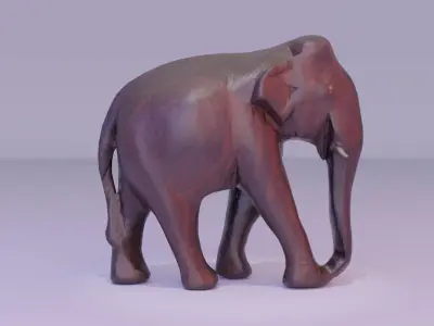 Elephant wood handmade sculpture 01 Low-poly 3D model
