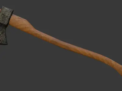 Modern Wooden Axe Realistic 3D Model Free low-poly 3D model