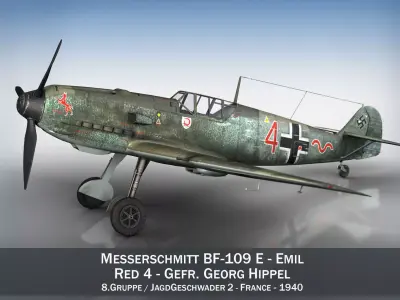 Messerschmitt - BF-109 E - Red 4 3D model