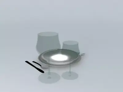 Dinner Set plate with wine glasses and forks Free 3D model
