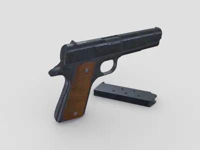M1911 Pistol Low-poly PBR Free low-poly 3D model