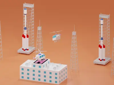 Space Center Launch Complex Low-poly 3D model