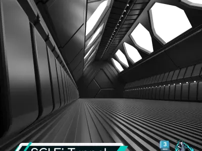 Sci fi Tunnel Free low-poly 3D model
