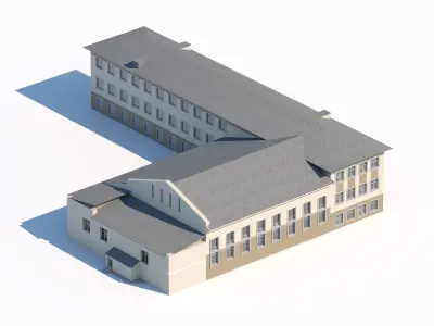 Soviet-era school building 3D model