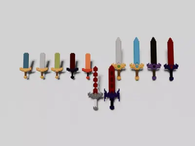 Voxel Swords Pack Low-poly 3D model