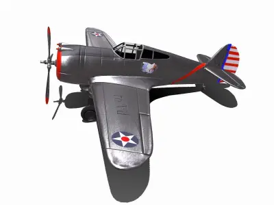 Curtiss P-36 Hawk Low-poly 3D model