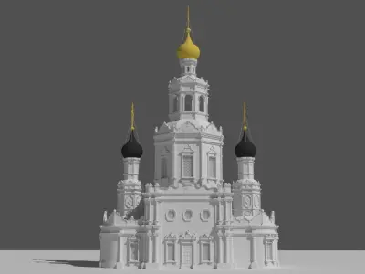3D Church with gold domes 3D print model