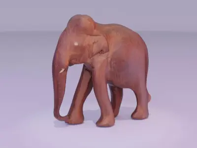 Elephant wood handmade sculpture high-poly 3D model
